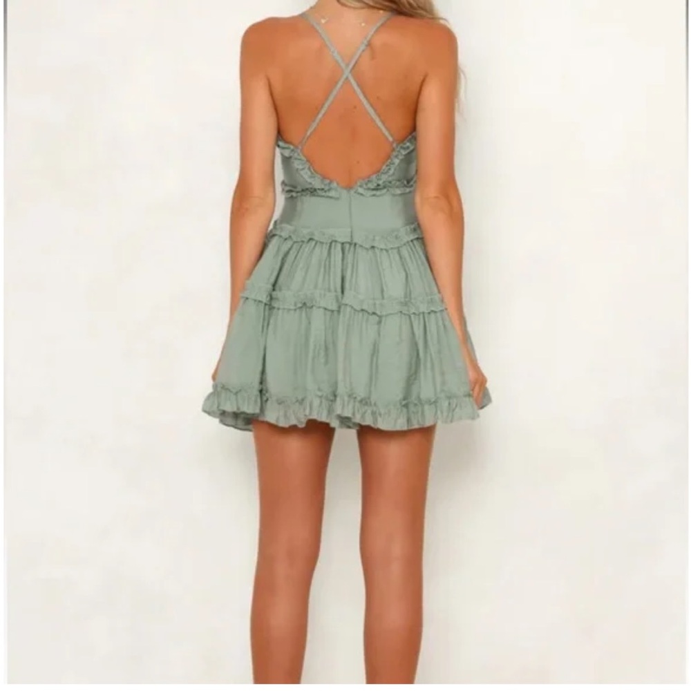 Angel Biba Mini Dress Olive Women’s XS NWT - Picture 4 of 11